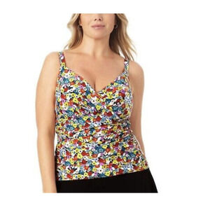 Anne Cole FLOWER Underwire MULTI Floral Underwire Swim Tankini Top NWT $74